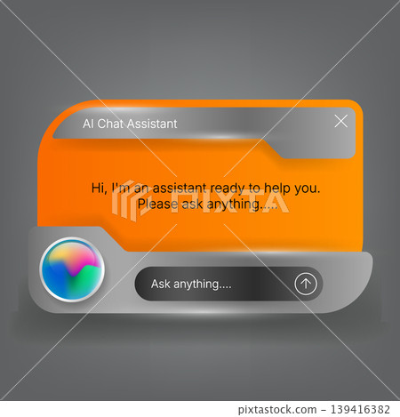 Modern AI chat assistant interface design with orange theme Modern AI chat assistant interface design with orange theme 139416382