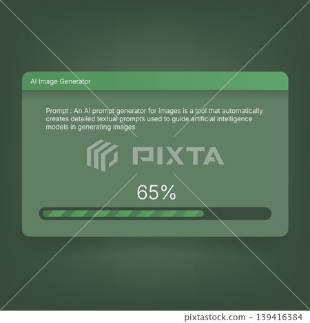 Modern AI image generator interface with progress bar display Modern AI image generator interface with progress bar display 139416384
