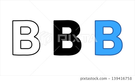 Letter b icon set outline solid and blue vector alphabet typography symbol for logo and app Ui 139416758