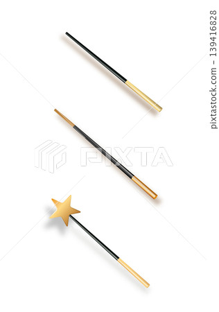 Realistic magic wand with set isolated on transparent background. Vector Realistic magic wand with set isolated on transparent background. Vector 139416828