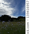 blue sky, white clouds and mountains 139416957