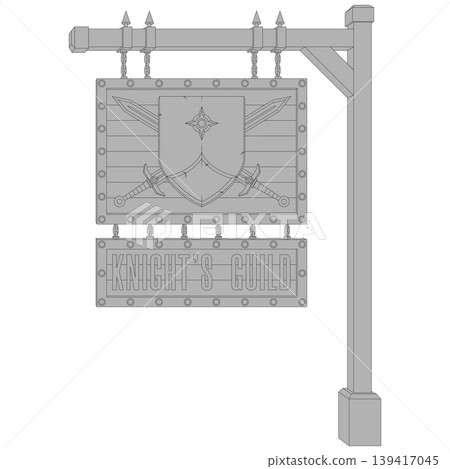 Warrior guild sign in grayscale tones 139417045