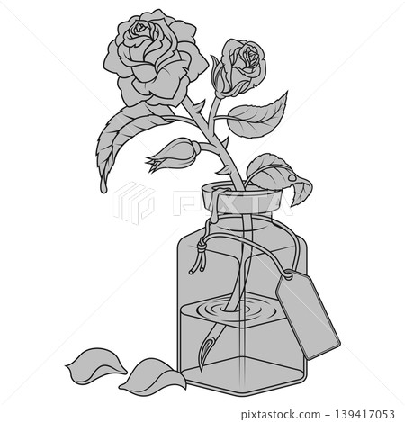 Jar with rose in grayscale tones Jar with rose in grayscale tones 139417053