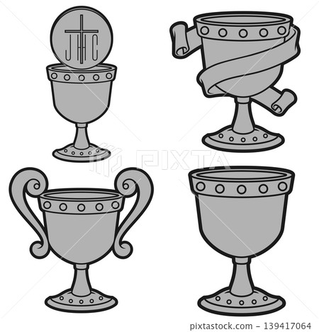 Four Antique Metal Goblet Designs Four Antique Metal Goblet Designs 139417064