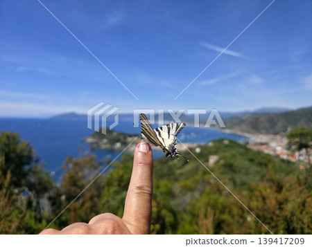 sestri levante village view from punta manara trail sestri levante village view from punta manara trail 139417209