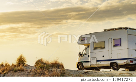 Caravan camping on sea coast in Spain Caravan camping on sea coast in Spain 139417273