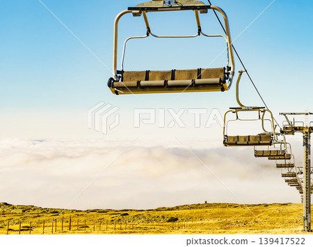 Chair lift in mountain, Serra da Estrela, Portugal Chair lift in mountain, Serra da Estrela, Portugal 139417522