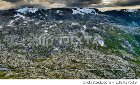 Mountains view and road, Dalsnibba Norway Mountains view and road, Dalsnibba Norway 139417539