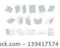 Book illustration set, no lines, flat design, various angles. 139417574
