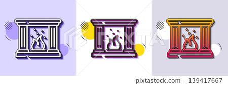 Fireplace line icon. Halftone dotted pattern. Gradient icon with grain shadow. Fire furniture sign. Home chimney symbol. Line fireplace icon. Various designs. Vector Fireplace line icon. Halftone dotted pattern. Gradient icon with grain shadow. Fire furniture sign. Home chimney symbol. Line fireplace icon. Various designs. Vector 139417667