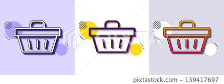 Shopping cart line icon. Halftone dotted pattern. Gradient icon with grain shadow. Online buying sign. Supermarket basket symbol. Line shopping basket icon. Various designs. Vector Shopping cart line icon. Halftone dotted pattern. Gradient icon with grain shadow. Online buying sign. Supermarket basket symbol. Line shopping basket icon. Various designs. Vector 139417697