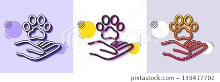 Pets care line icon. Halftone dotted pattern. Gradient icon with grain shadow. Veterinary clinic sign. Dog health symbol. Line pets care icon. Various designs. Vector Pets care line icon. Halftone dotted pattern. Gradient icon with grain shadow. Veterinary clinic sign. Dog health symbol. Line pets care icon. Various designs. Vector 139417702