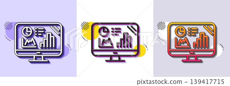 Analytics graph line icon. Halftone dotted pattern. Gradient icon with grain shadow. Column chart sign. Growth diagram symbol. Line analytics graph icon. Various designs. Vector Analytics graph line icon. Halftone dotted pattern. Gradient icon with grain shadow. Column chart sign. Growth diagram symbol. Line analytics graph icon. Various designs. Vector 139417715