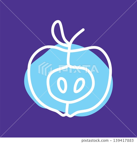 Apple half doodle icon hand drawn with thin line and colorful blob Apple half doodle icon hand drawn with thin line and colorful blob 139417883