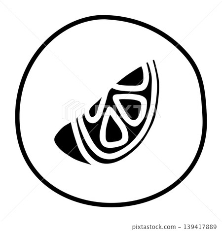 Citrus orange or lemon slice doodle icon hand drawn in flat style Citrus orange or lemon slice doodle icon hand drawn in flat style 139417889