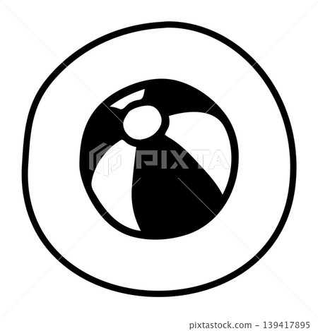 Doodle beach ball icon hand drawn with black line in freehand style Doodle beach ball icon hand drawn with black line in freehand style 139417895