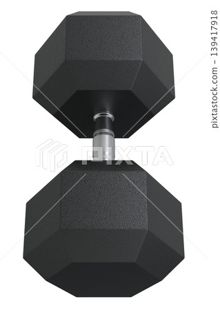 Blank Hex Dumbbell, weightlifting gym equipment top view 139417918