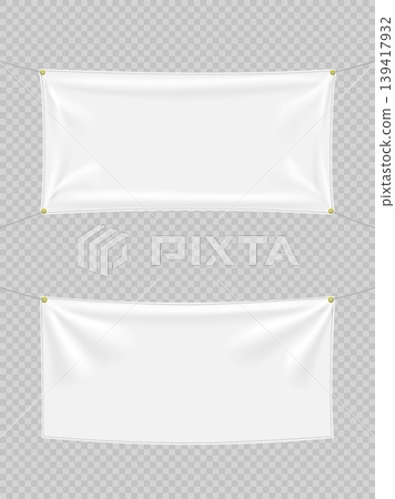 White textile banners with folds White textile banners with folds 139417932