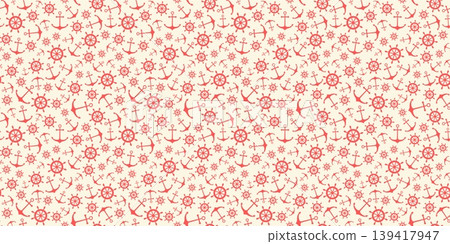 Nautical seamless pattern with ship wheels and anchors Nautical seamless pattern with ship wheels and anchors 139417947