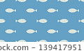 Nautical seamless pattern with swimming cartoon fish 139417951