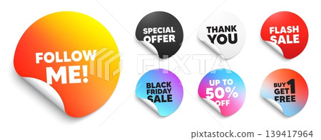 Follow me sticker tag. Special offer paper price tags. Follow me tag. Special offer sign. Super offer symbol. Discount, black friday sticker. Promo banner. Vector Follow me sticker tag. Special offer paper price tags. Follow me tag. Special offer sign. Super offer symbol. Discount, black friday sticker. Promo banner. Vector 139417964