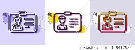 ID card line icon. Halftone dotted pattern. Gradient icon with grain shadow. User Profile sign. Male Person silhouette symbol. Identification plastic card. Line identification card icon. Vector ID card line icon. Halftone dotted pattern. Gradient icon with grain shadow. User Profile sign. Male Person silhouette symbol. Identification plastic card. Line identification card icon. Vector 139417985