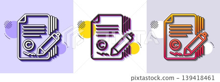 Copywriting line icon. Halftone dotted pattern. Gradient icon with grain shadow. Copyright signature sign. Feedback symbol. Line copywriting icon. Various designs. Vector Copywriting line icon. Halftone dotted pattern. Gradient icon with grain shadow. Copyright signature sign. Feedback symbol. Line copywriting icon. Various designs. Vector 139418461