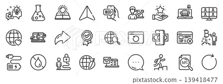 Phishing, Reject web and Search file line icons pack. Share, Message, Paper plane icons. Online survey, Idea, Loyalty program web icon. Vector Phishing, Reject web and Search file line icons pack. Share, Message, Paper plane icons. Online survey, Idea, Loyalty program web icon. Vector 139418477