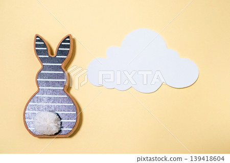 Creative Easter Celebration Decor Featuring Bunny and Cloud Creative Easter Celebration Decor Featuring Bunny and Cloud 139418604