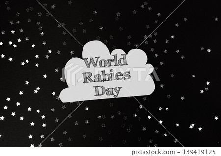 Creative illustration for World Rabies Day with stars and cloud design on dark background Creative illustration for World Rabies Day with stars and cloud design on dark background 139419125