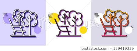 Deckchair line icon. Halftone dotted pattern. Gradient icon with grain shadow. Chair furniture sign. Camping chair symbol. Line deckchair icon. Various designs. Vector Deckchair line icon. Halftone dotted pattern. Gradient icon with grain shadow. Chair furniture sign. Camping chair symbol. Line deckchair icon. Various designs. Vector 139419339