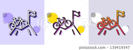 Mountain bike line icon. Halftone dotted pattern. Gradient icon with grain shadow. Outdoor bicycle transport sign. Sport activity symbol. Line mountain bike icon. Various designs. Vector Mountain bike line icon. Halftone dotted pattern. Gradient icon with grain shadow. Outdoor bicycle transport sign. Sport activity symbol. Line mountain bike icon. Various designs. Vector 139419347