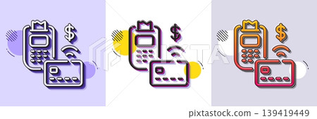 Pos terminal line icon. Halftone dotted pattern. Gradient icon with grain shadow. Credit card sign. Non-cash money pay symbol. Line pos terminal icon. Various designs. Vector Pos terminal line icon. Halftone dotted pattern. Gradient icon with grain shadow. Credit card sign. Non-cash money pay symbol. Line pos terminal icon. Various designs. Vector 139419449