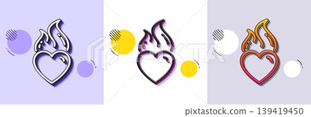 Heart flame line icon. Halftone dotted pattern. Gradient icon with grain shadow. Love fire emotion sign. Valentine day symbol. Line heart flame icon. Various designs. Vector Heart flame line icon. Halftone dotted pattern. Gradient icon with grain shadow. Love fire emotion sign. Valentine day symbol. Line heart flame icon. Various designs. Vector 139419450