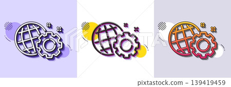 Seo gear line icon. Halftone dotted pattern. Gradient icon with grain shadow. Internet settings sign. Traffic management symbol. Line seo gear icon. Various designs. Vector Seo gear line icon. Halftone dotted pattern. Gradient icon with grain shadow. Internet settings sign. Traffic management symbol. Line seo gear icon. Various designs. Vector 139419459