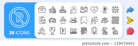 Package location, Delivery time and Lighthouse line icons. Interest rate, AI generate, Inflation icons. Pack of Parking, Parcel checklist, Package box icon. Vector Package location, Delivery time and Lighthouse line icons. Interest rate, AI generate, Inflation icons. Pack of Parking, Parcel checklist, Package box icon. Vector 139419462