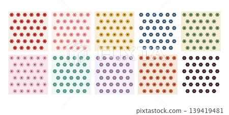 Scandinavian-style floral pattern, vintage poppy [medium], 10-color set, medium size, seamless background material. 139419481