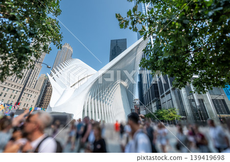 New york, usa august 17,2024. Oculus building with its distinctive architecture in lower manhattan, new york city, a busy hub for commuters and tourists New york, usa august 17,2024. Oculus building with its distinctive architecture in lower manhattan, new york city, a busy hub for commuters and tourists 139419698