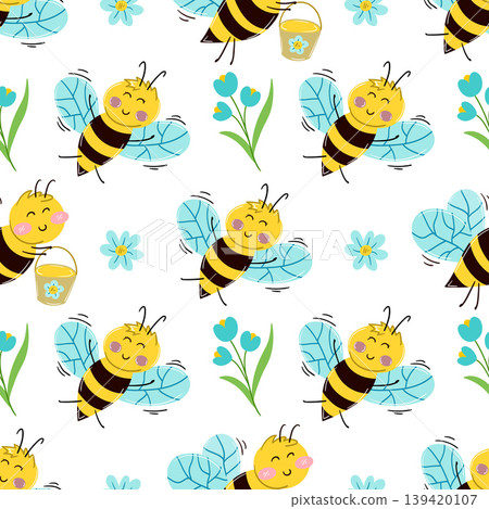 Seamless pattern. Spring print perfect for children's textile design, decor Seamless pattern. Spring print perfect for children's textile design, decor 139420107