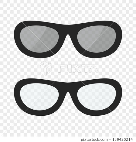 Black Glasses and Sunglasses. Stylish Eyewear, Transparent Lens and Dark Shades. Modern Fashion Accessory for Optics, Vision Correction, Summer Design Concept Black Glasses and Sunglasses. Stylish Eyewear, Transparent Lens and Dark Shades. Modern Fashion Accessory for Optics, Vision Correction, Summer Design Concept 139420214