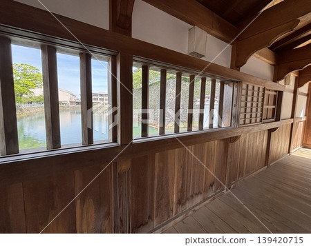 The corridor bridge at Fukui Castle ruins The corridor bridge at Fukui Castle ruins 139420715