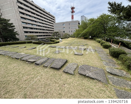 The castle tower base at the site of Fukui Castle The castle tower base at the site of Fukui Castle 139420716