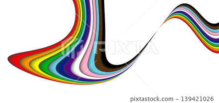 LGBTQ+ progress pride rainbow curved stripes abstract background. Vector EPS 10 LGBTQ+ progress pride rainbow curved stripes abstract background. Vector EPS 10 139421026