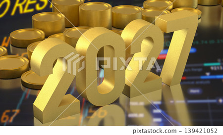 Golden 2027 Financial Growth Forecast 3d render. Golden 2027 Financial Growth Forecast 3d render. 139421052