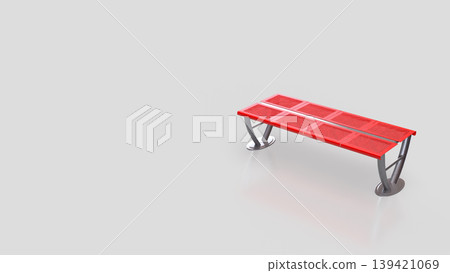 Modern Red Bench With Copy Space 3d render. Modern Red Bench With Copy Space 3d render. 139421069