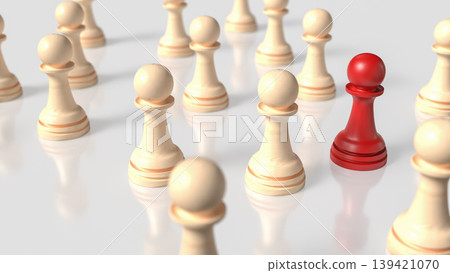Red Chess Pawn Leadership Strategy 3d render. Red Chess Pawn Leadership Strategy 3d render. 139421070