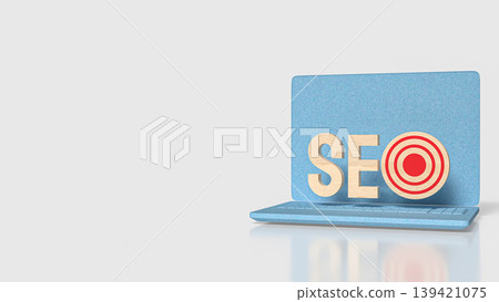 Laptop SEO Target Marketing Strategy 3d render. Laptop SEO Target Marketing Strategy 3d render. 139421075