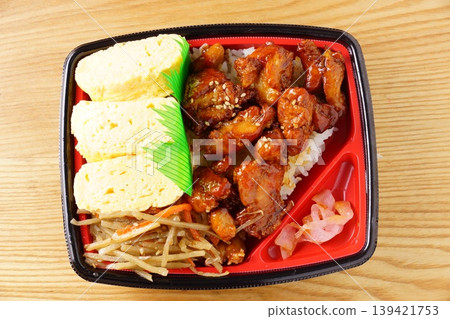 Rolled sushi and yakitori bento Rolled sushi and yakitori bento 139421753