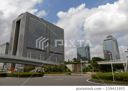 A cluster of buildings around Makuhari New City in Chiba Prefecture against the summer sky. A cluster of buildings around Makuhari New City in Chiba Prefecture against the summer sky. 139421935