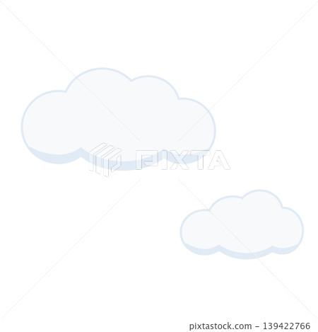 兩朵雲的簡單插圖，帶有藍色邊框。 139422766